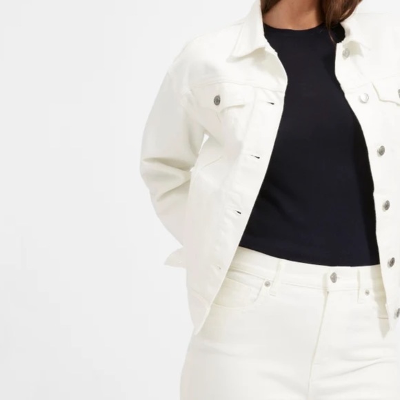 Everlane The Kick Crop Jean High Rise Raw Hem Bone White 24 Regular - Picture 4 of 13